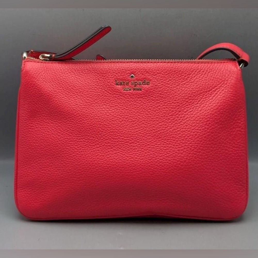 kate spade Coral Leather Triple Gusset Leila Crossbody Handbag